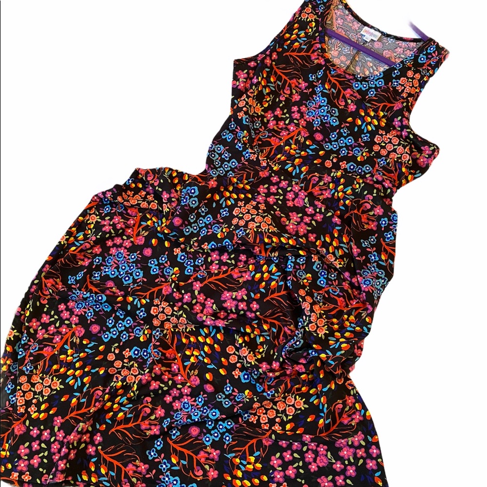LuLaRoe Dani Maxi Dress Sleeveless Floral Black